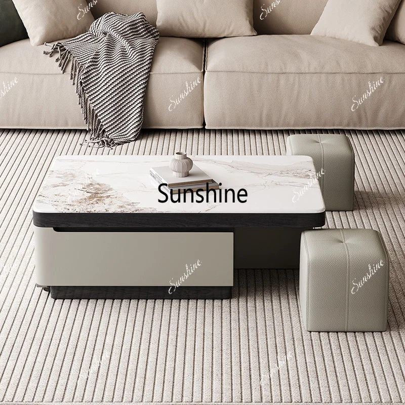 Coffee Tea Drawing - YYModern Expandable Living Room Center Table