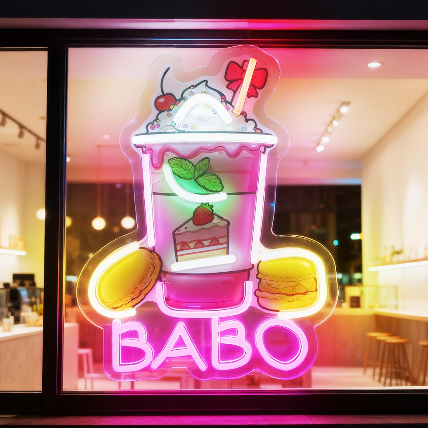 Coffee Tea Neon Sign - Boba Neon Sign Light Up Bubble
