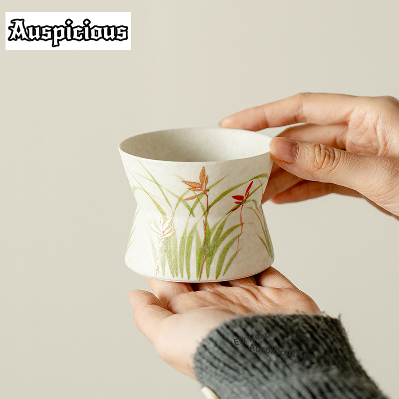 Coffee Tea Drawing - 180ml Gold Drawing Hand-painted Orchid Waist
