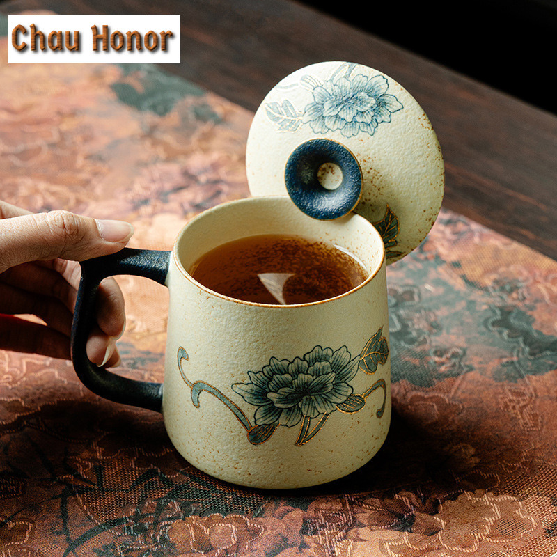 Coffee Tea Drawing - 330ml Blue And White Flint Red