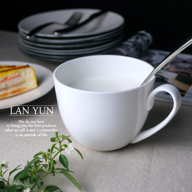 Morning Tea Coffee - 700ML, Plain White Bone China Morning