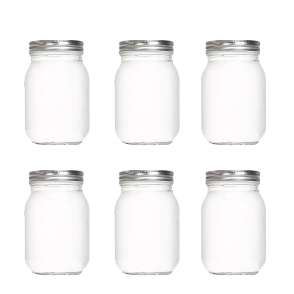 Coffee Tea Jars - 6Pcs Transparent Round Glass Jars with