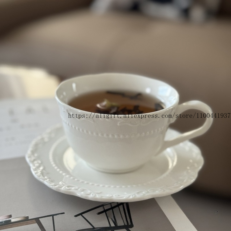Tea Coffee Pot Set - French Light Luxury Embossed Floral Coffee