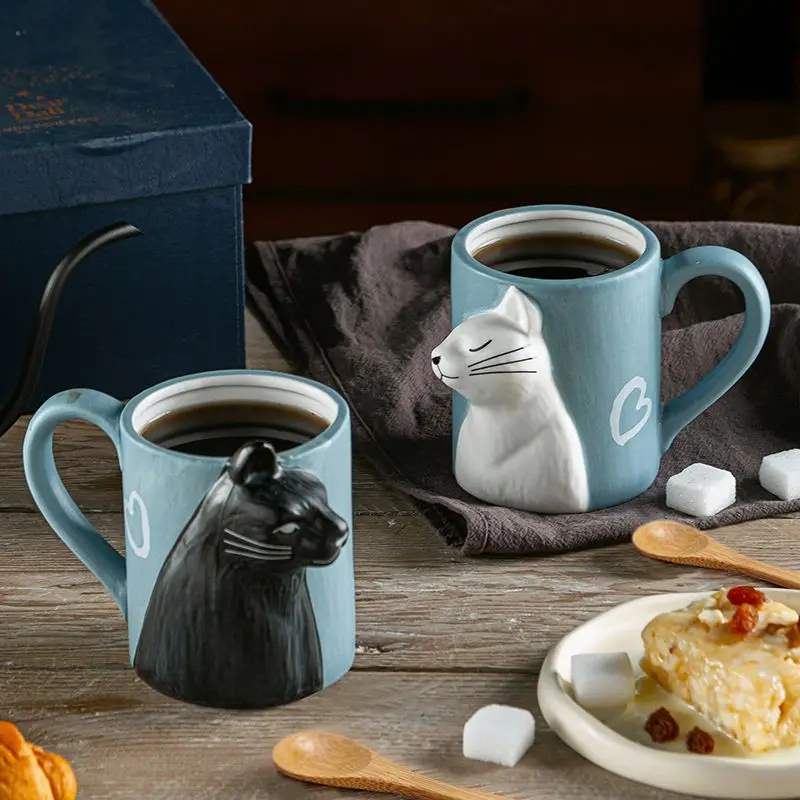 Morning Tea Coffee - 1pcs Kiss Cat Ceramic Mugs for