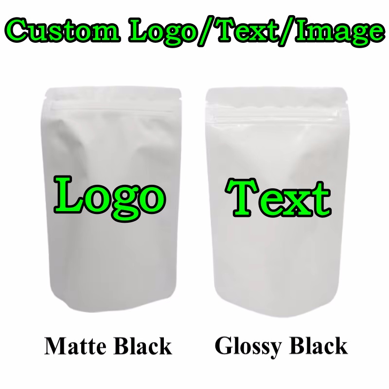 Coffee Tea In Chinese - 100PCS Stand-up Matte/Glossy White Aluminum Foil