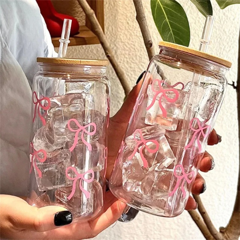 1pc Cute Bow Glass Cup 500ml T - đánh giá và giá Coffee Tea Jars