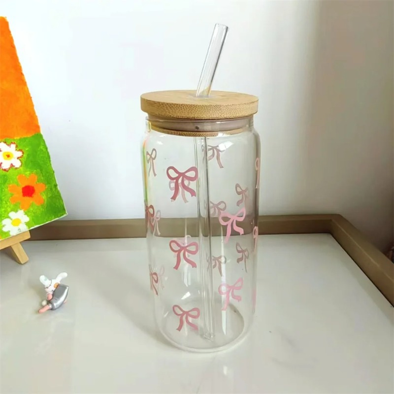 1pc Cute Bow Glass Cup 500ml T - đánh giá và giá Coffee Tea Jars