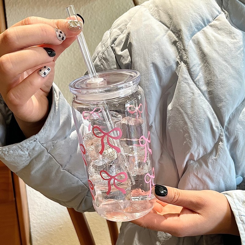Cute Pink Bow Plastic Cup With - đánh giá và giá Coffee Tea Jars