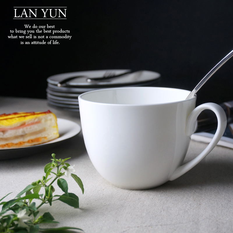 700ML, Plain White Bone China  - đánh giá và giá Morning Tea Coffee
