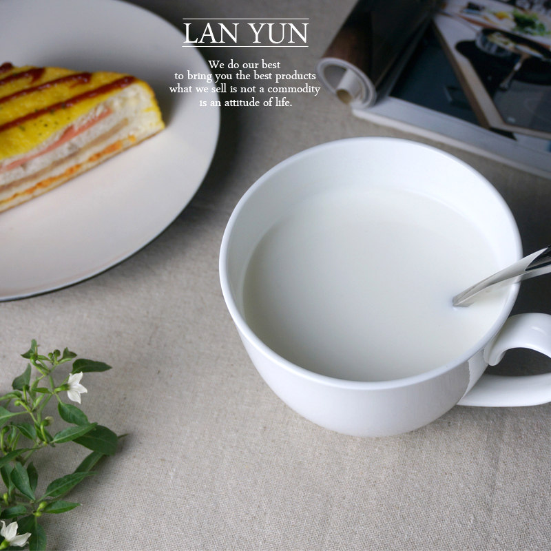 700ML, Plain White Bone China  - đánh giá và giá Morning Tea Coffee
