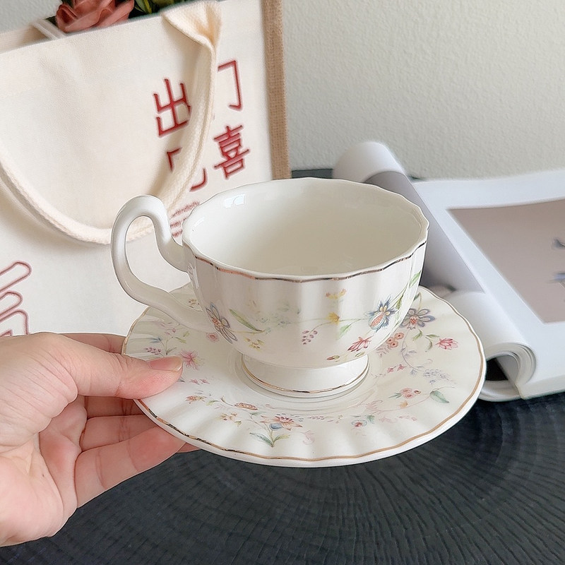 Gold-drawing Floral Print Coff - đánh giá và giá Coffee Tea Drawing