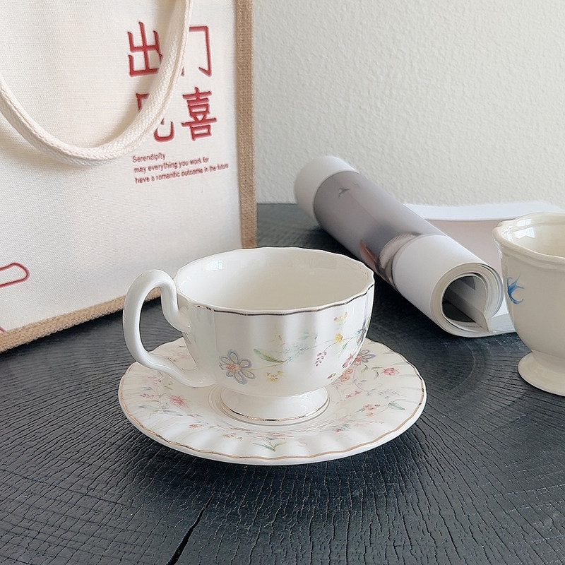 Gold-drawing Floral Print Coff - đánh giá và giá Coffee Tea Drawing