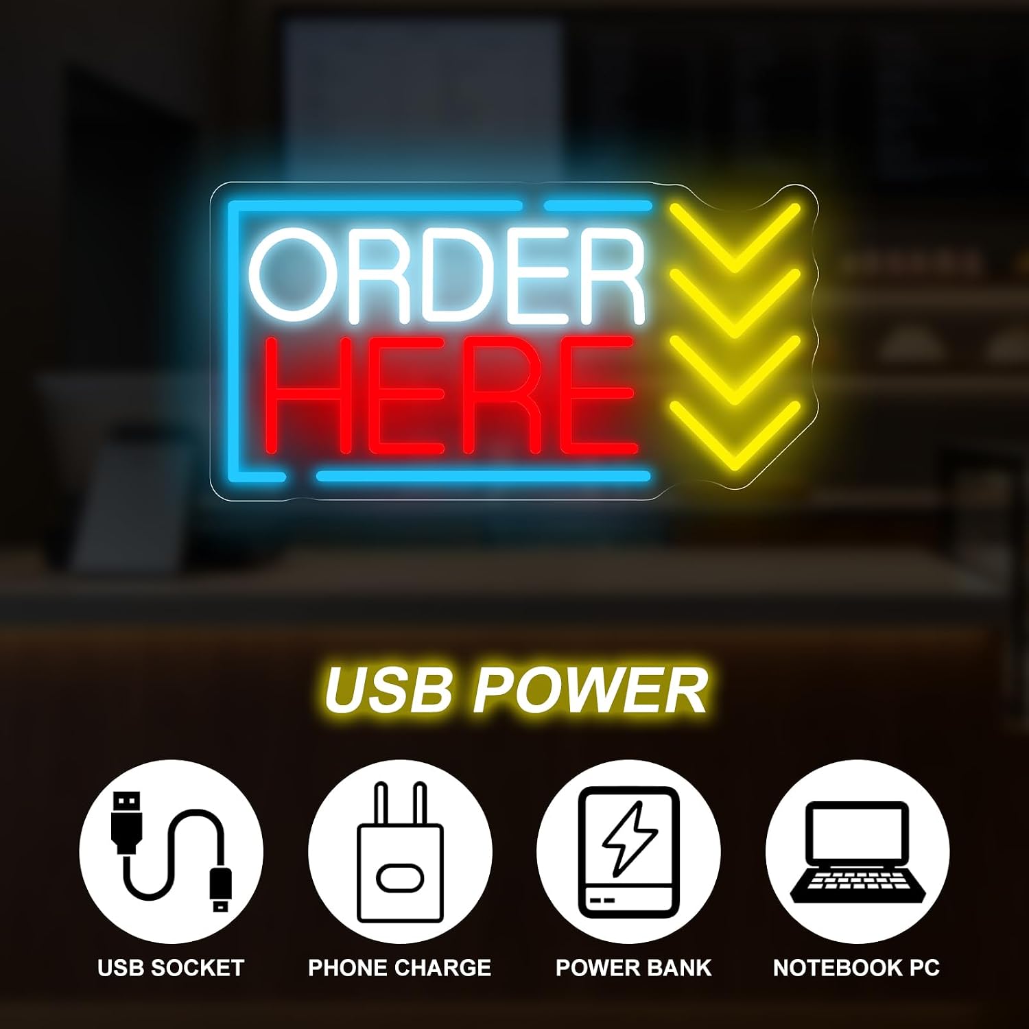 Order Here Neon Sign USB Power - đánh giá và giá Coffee Tea Neon Sign
