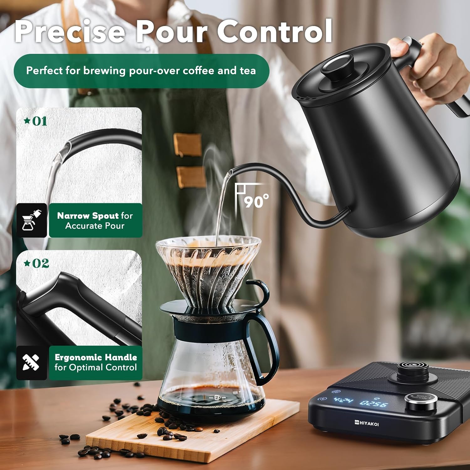 Gooseneck Electric Kettle with - đánh giá và giá Tea And Coffee Kettle
