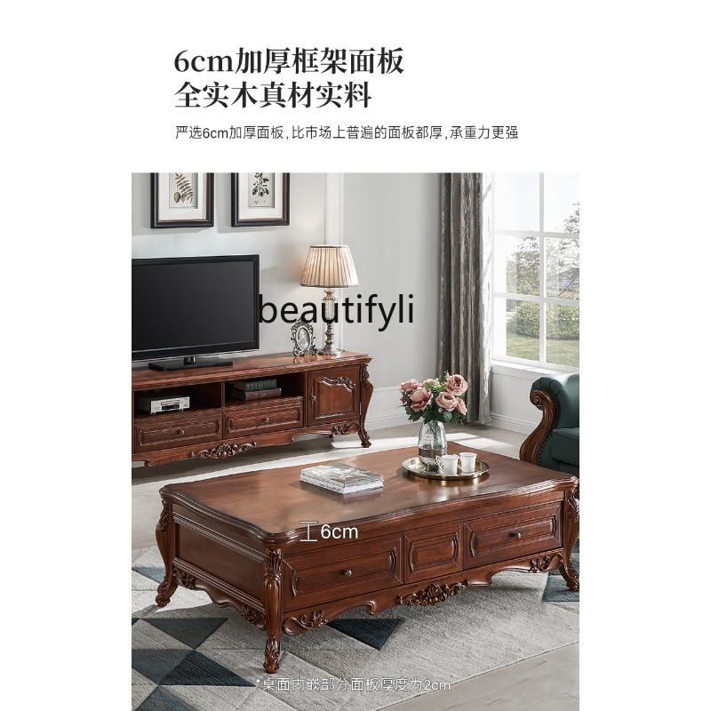 All solid wood coffee table Am - đánh giá và giá Coffee Tea Drawing