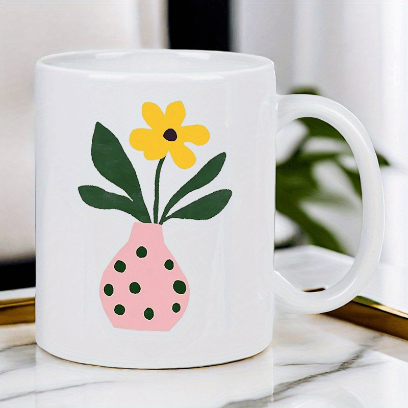 Ceramic Mug with Cute Pink Vas - đánh giá và giá Morning Tea Coffee
